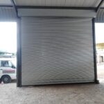 GJ Roller Doors roller shutter in mid-operation